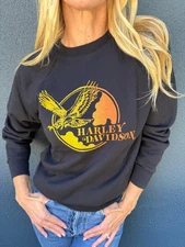 DEADSTOCK VINTAGE 80s HARLEY DAVIDSON BIKER MOTORCYCLE SWEATSHIRT SZ S T-SHIRT