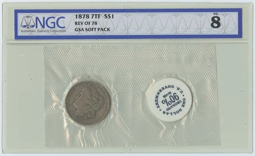 1878 7TF REV OF 78 Morgan Dollar GSA SOFT PACK S$1 NGC VG8