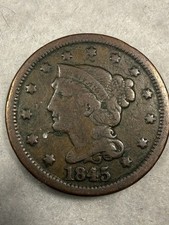 1845 Braided Hair Head Large Cent 1C Nice Coin SHIPS FREE!