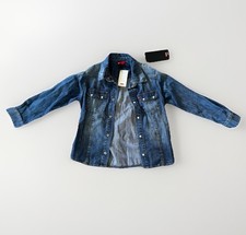 Levi s Kidswear Blue Denim Pearl Snap Button Long Sleeve Shirt Blue Size 8
