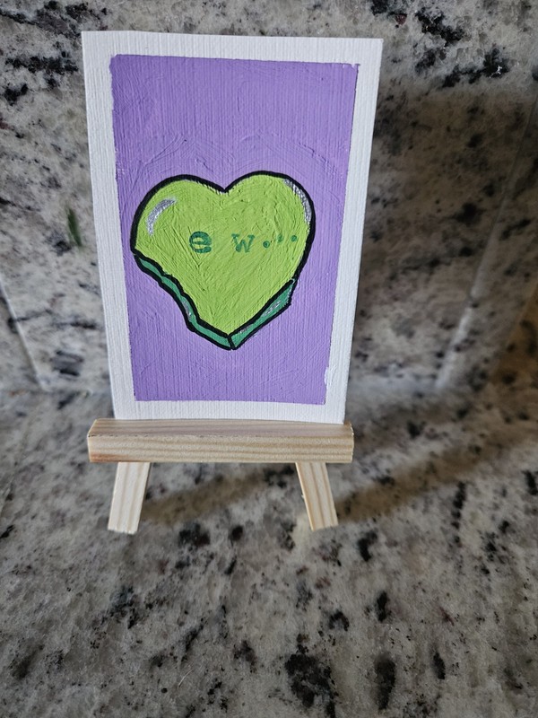 ACEO Original Gouache Painting Snarky Valentine
