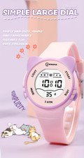 Colorful Cartoon Cat-Themed Waterproof Digital Watch for Kids