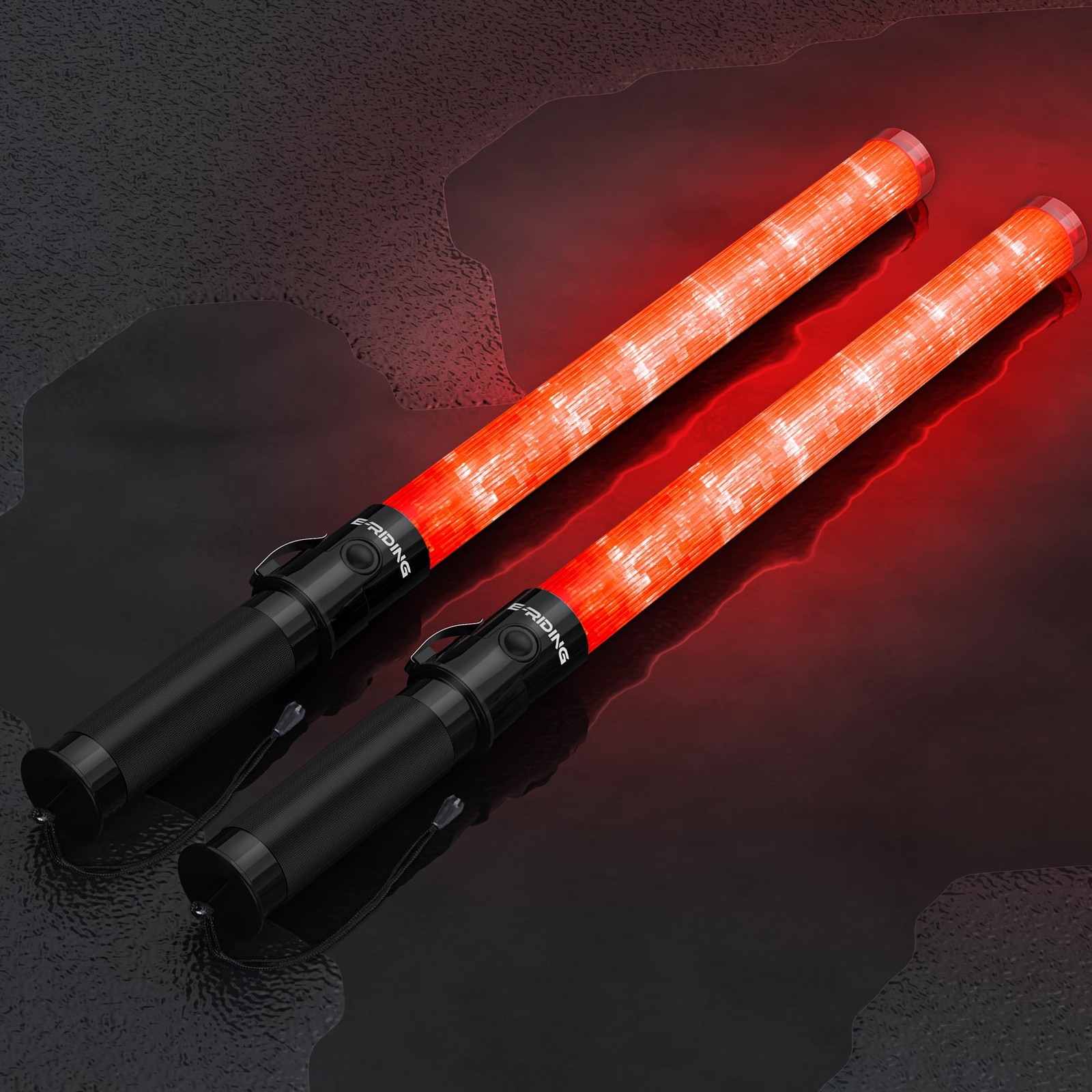 E-riding 2 Pack 21 Inch Red Traffic Wand with 3 Flashing Modes 2 Pack,