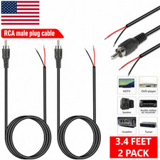 2-Pack 3.4 FT RCA Male Plug to Bare Wire Audio Speaker Subwoofer HDTV Cable Cord