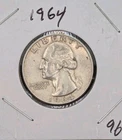 1964-P Philadelphia Mint Silver Washington Quarter Coin 90% Silver