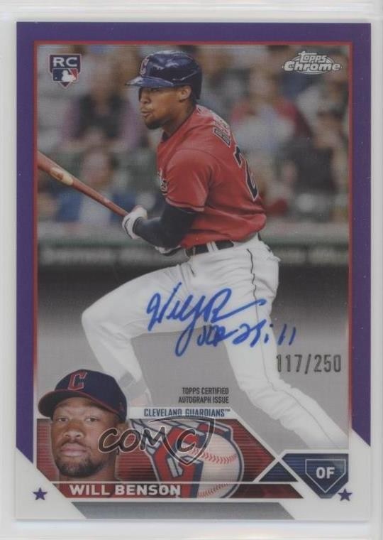 2023 Topps Chrome Rookie Purple Refractor 117/250 Will Benson #RA-WB Auto RC 5h0