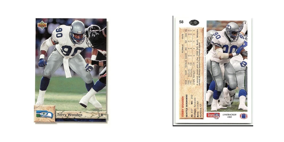 Terry Wooden 1992 Upper Deck #58 Seattle Seahawks Football Card NM - Image 3 of 3