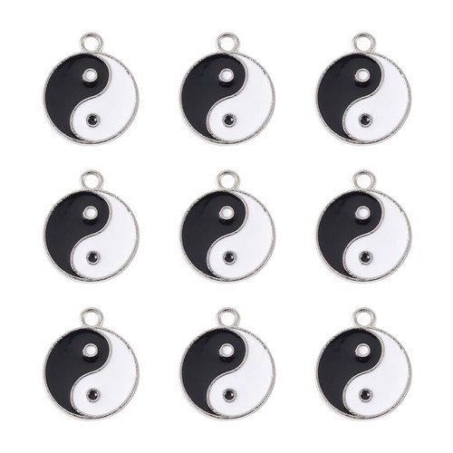 20x White & Black Yin Yang Tai Chi Alloy Enamel Dangle Pendants Charms 21x18x2mm - Bild 1 von 11