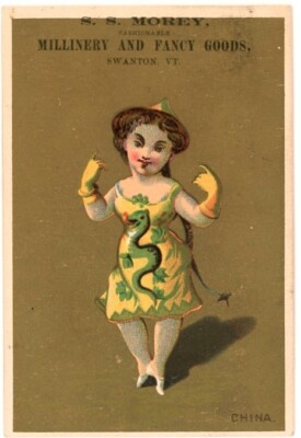 Morey Millinery Swanton Vermont antique Victorian Trade Card