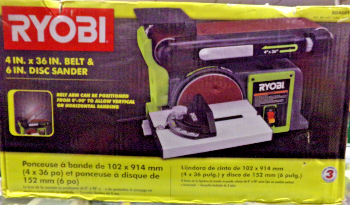 RYOBI BENCH BELT DISK SANDER, VERTICAL HORIZONTAL, BD 4601G