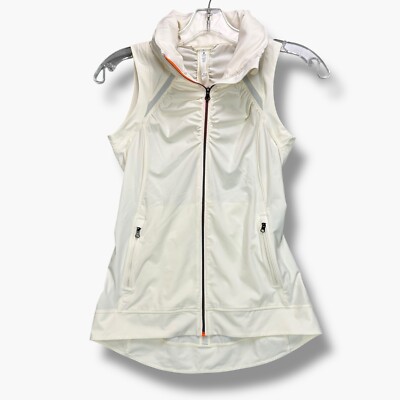 LULULEMON Womens Go The Distance Vest Sz 2 Windbreaker Hidden Hood White Pocket