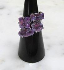 Women's Sterling Silver Cocktail Ring w/ Purple Stones  9.2g  15-C878