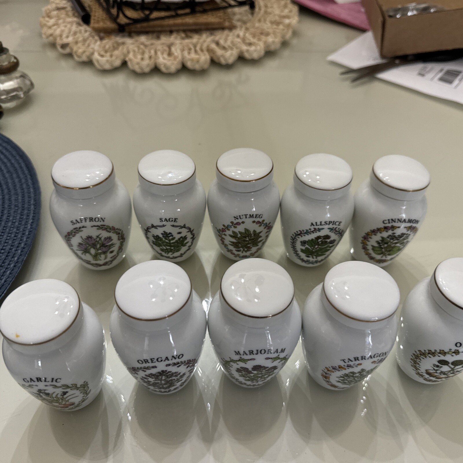 24 Vintage Porcelain Botanical Herb Spice Jars Gloria Concepts Franklin