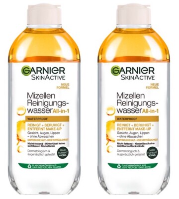   Garnier Mizellenwasser Gesichtsreinigung All-In-One Reinigungswasser 2x 400ml 