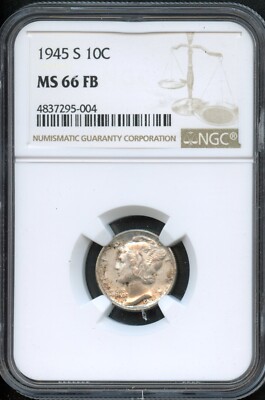 NGC - Mercury Dime - 10c - 1945 S - MS -66 - FB | eBay