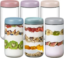 NETANY 6-Pack 24Oz Glass Jars with Airtight Lids, Overnight Oats Containers with
