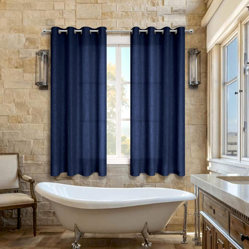 Navy Blue Curtains 54 Inch Length for Bedroom 2 Panels Set Small Window Light Fi