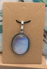 2  Rainbow Moonstone Gemstone Pendant  Bail 925 Silver Plated Handmade 3171