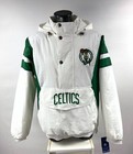 Celtics Jacket Boston Starter Hooded Half Zip Pullover  M L XL 2X WHITE