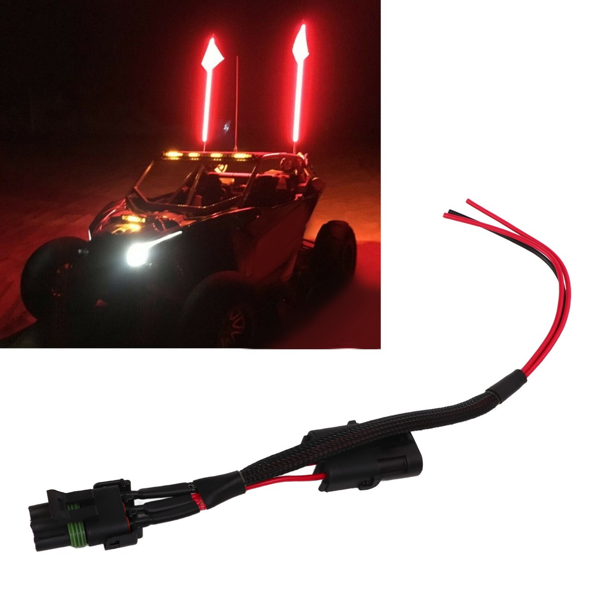 Mofun Tail Light Auxiliary Power Plug Harness For Polaris RZR & Ranger 2015-2024 - For License Plate & Whip Lights
