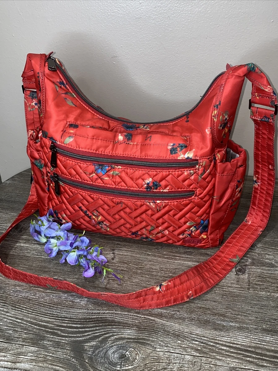 LUG Camper Se Purse Bouquet Red Floral Crossbody Pocketbook