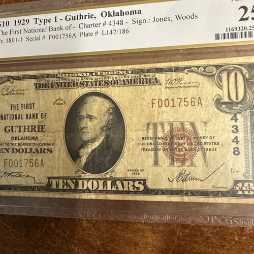 Fr. 1801-1 1929 $10 The First National Bank of Guthrie Oklahoma PCGS 25 VERY FIN - Picture 4 of 9