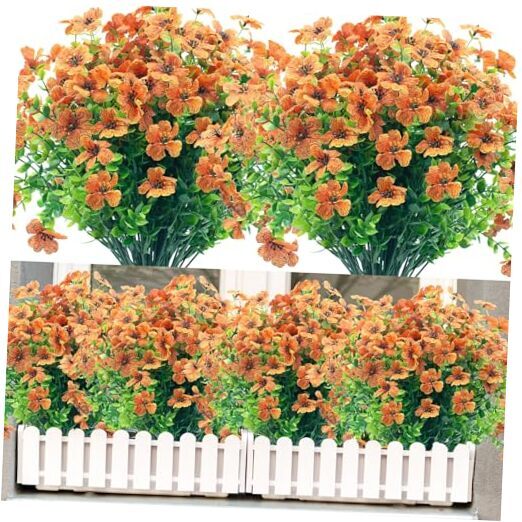 Artificial Flowers Outdoor Fake Flowers,Outside Fake 20 Bundles Orange Red