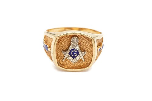 10k Yellow Gold Masonic Ring Size 12.5