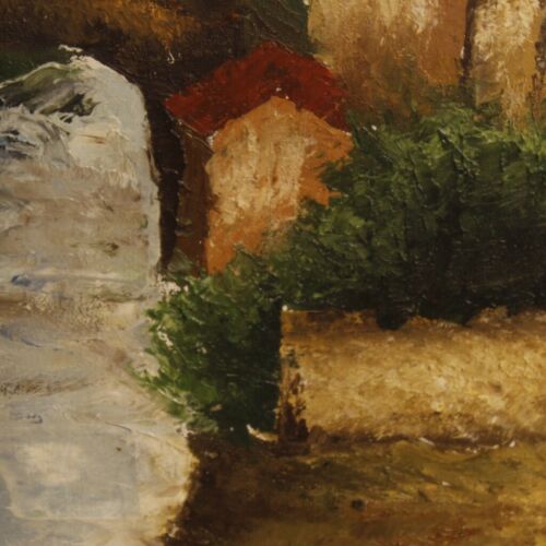 Quadro dipinto paesaggio firmato stile antico impressionista olio tela cornice - Foto 11 di 12