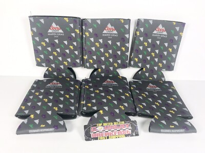 Coors Light Mardi Gras 12 oz Can Koozies Coolers - Lot of Six (6) - Brand New!