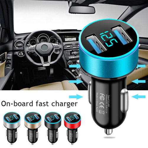 Fast Car Charger USB Cigarette Lighter Socket 2}Port Adapter For iPhone Samsung} - Afbeelding 1 van 16