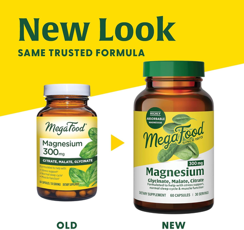 Megafood Magnesium 300 Mg 60 Capsules Highly Absorbable Blend of Magnesium Glyci - Picture 2 of 12