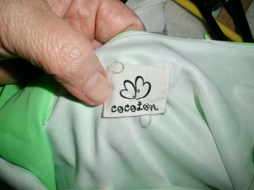 VETEMENTS #237 Abito tunica verde fluorescente e bianco chevron L Pasqua COCOLOVE