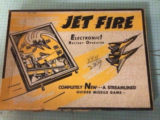 Rare Vintage Jet Fire Electronic Military Pinball Game In Original Box
