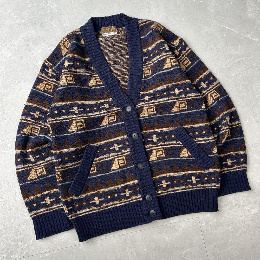 Autentico cardigan Yves Saint Laurent stampa all over lana vintage taglia M donna