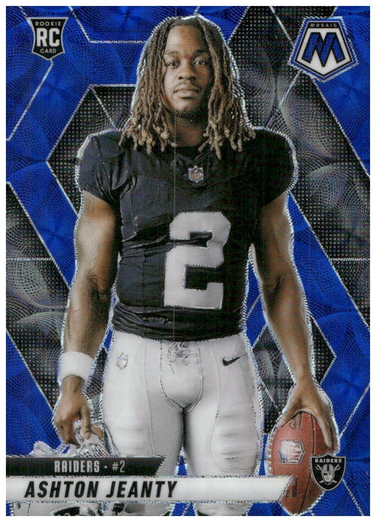 2025 Mosaic Blue Scope Prizm Variation Ashton Jeanty #287 Raiders RC
