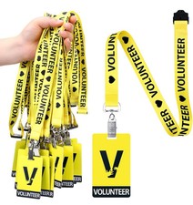 25 Pack Volunteer Lanyard with PVC Plastic Card Pass Volunteer Badges ID Brea...