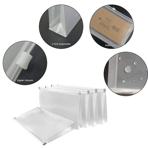 Plastic Envelopes with Zipper, 5 x 10 Clear Poly Envelope Folder for ...