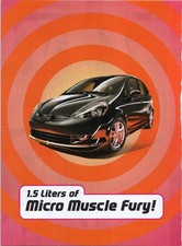 Honda Fit 1.5L Micro Muscle Fury Vintage Print Ad 2006 Orange Pink