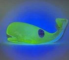 Fenton Yellow Opalescent Vaseline Glass Whale Figurine