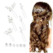 12 Pieces Hair Accessories for Women Pearl Crystal Bridal Hair Pins Set 91456