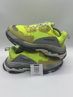 Size (43) 10  - Balenciaga Triple S Sneaker Neon Yellow Grey Speed Flat Trainer