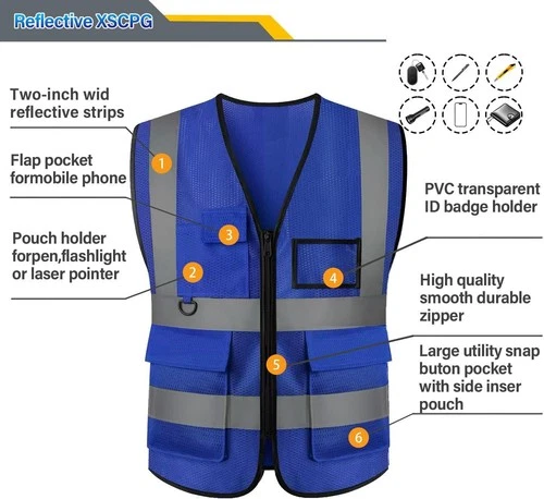 Safety Vest for Men Women, Hi Vis, Reflective, Breathable, 5 Pockets image 3