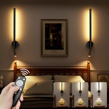 Battery Operated Wall Sconces Set of 2 with Reading Spotlights Rechargeable LED