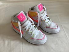 Size 5.5Y Air Jordan 1 Mid GS Edge Glow Pink Orange Yellow Multicolor CV4611-100