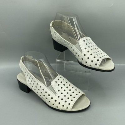 Munro Mickee Slingback Sandals Womens 8 White Block Heel Perfect Fit Modern