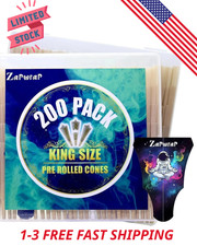 200 Pack Pre Rolled Cones  Natural Slow-Burning Cones Rolling Paper  108mm Kin
