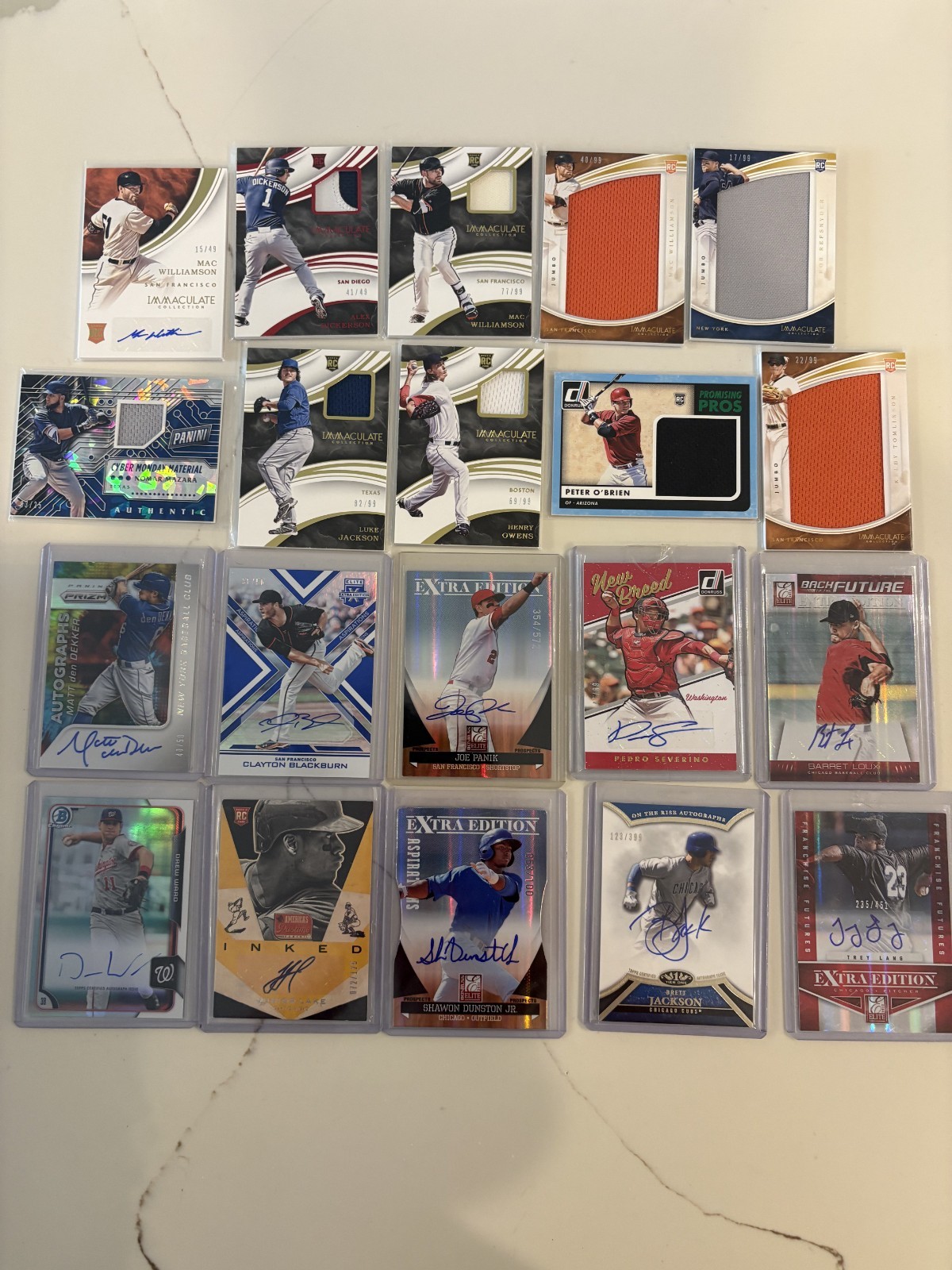 MLB Lot 20 Cards All Autos, Numbered, Patches, Rookies, Relics