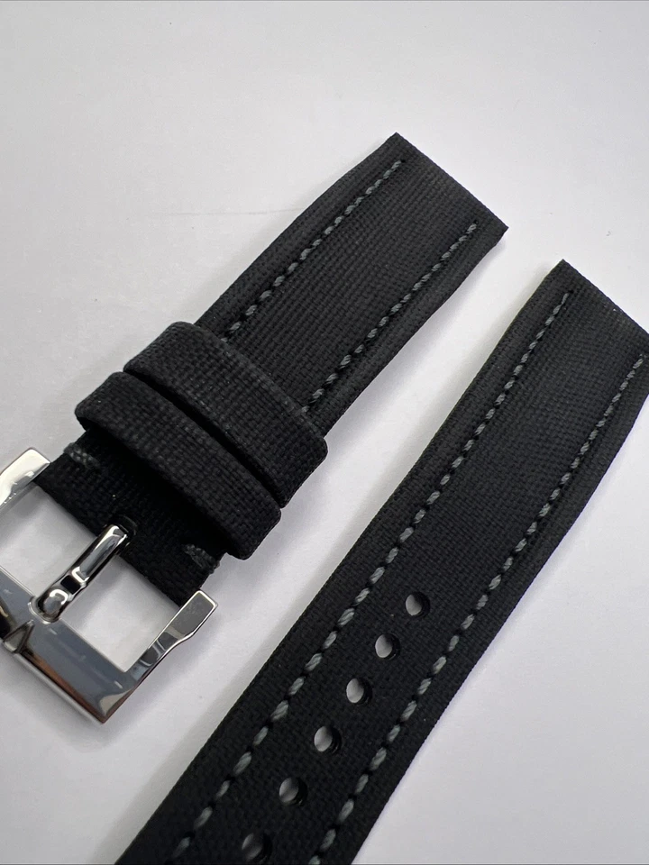 Auténtica correa de goma de tela gris oscuro Blancpain de 23 mm con espiga de acero de 20 mm Foto 3 de 4