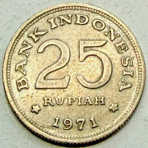 HIGH GRADE 1971 INDONESIA 25 RUPIAH COIN